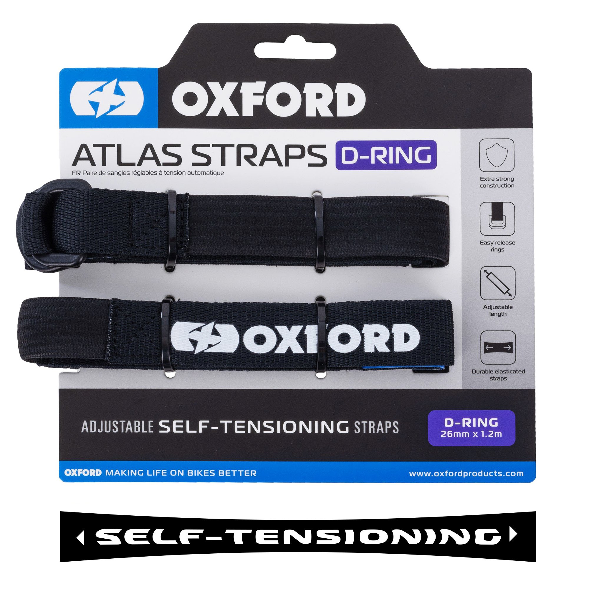 ΙΜΑΝΤΑΣ Oxford Atlas D-Ring 26mm x 1.2M Black (Pair) OX324