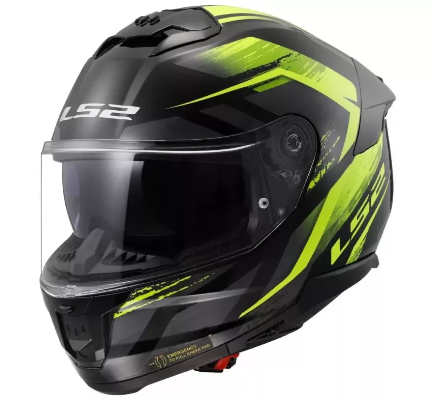 LS2 FF808 STREAM II FURY GLOSS BLACK H-V YELLOW