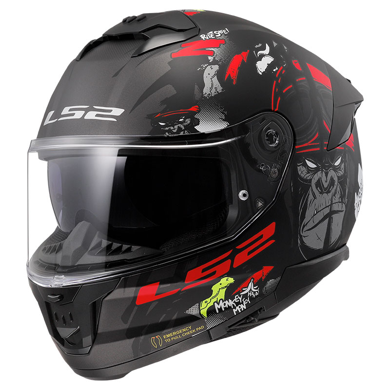 LS2 FF808 STREAM II ANGRY MONKEY MATT BLACK RED